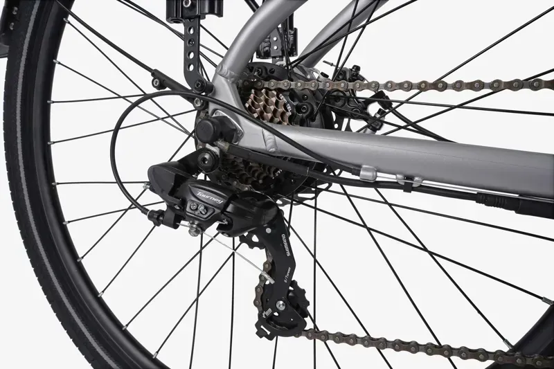 Falcon Horizon Low Step Electric Hybrid Bike in Silver-4