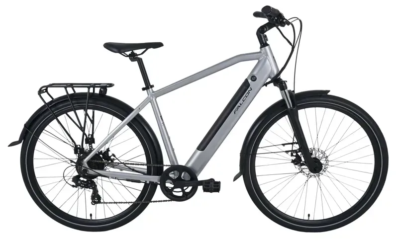 Falcon Horizon Low Step Electric Hybrid Bike in Silver-6