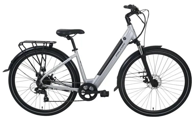Falcon Horizon Low Step Electric Hybrid Bike in Silver