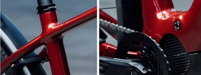 2024 Orbea Kemen Mid 30 Urban Trekking E-Bike in Metallic Burgundy Red -12