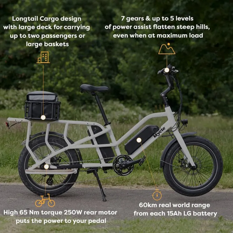 Mycle Cargo Electric Bike Bike with 60km Battery in Greenwich Green-8