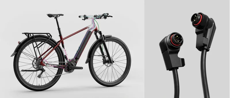 2024 Orbea Kemen Mid 30 Urban Trekking E-Bike in Metallic Burgundy Red -5