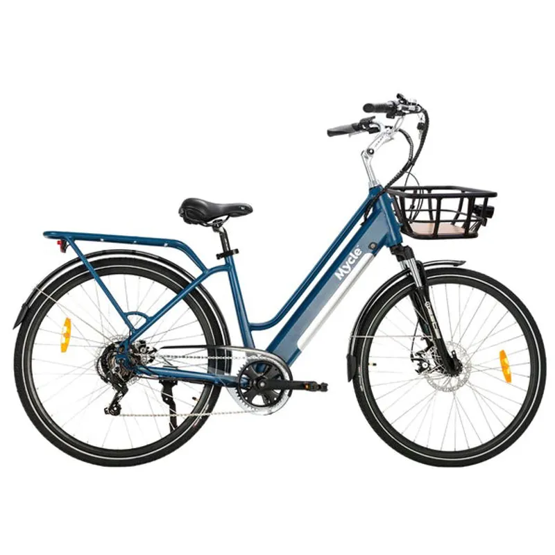 Mycle Comfort Electric Step Through Bike in Henley Blue