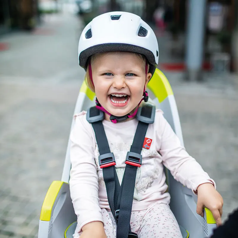 New - 2024 Hamax Amaze Child Bike Seat With Lockable Bracket in Light Grey/ Lime - Frame Fit-3