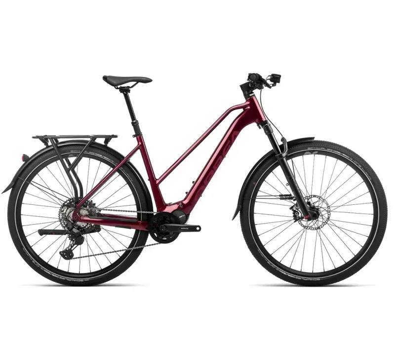 2023 Orbea Kemen Mid 10 Urban Trekking E-Bike in Metallic Burgundy Red
