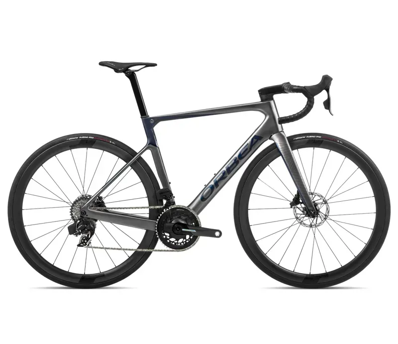 2023 Orbea Orca M21eltd Pwr Road Bike In Glitter Anthracite/Blue Carbon