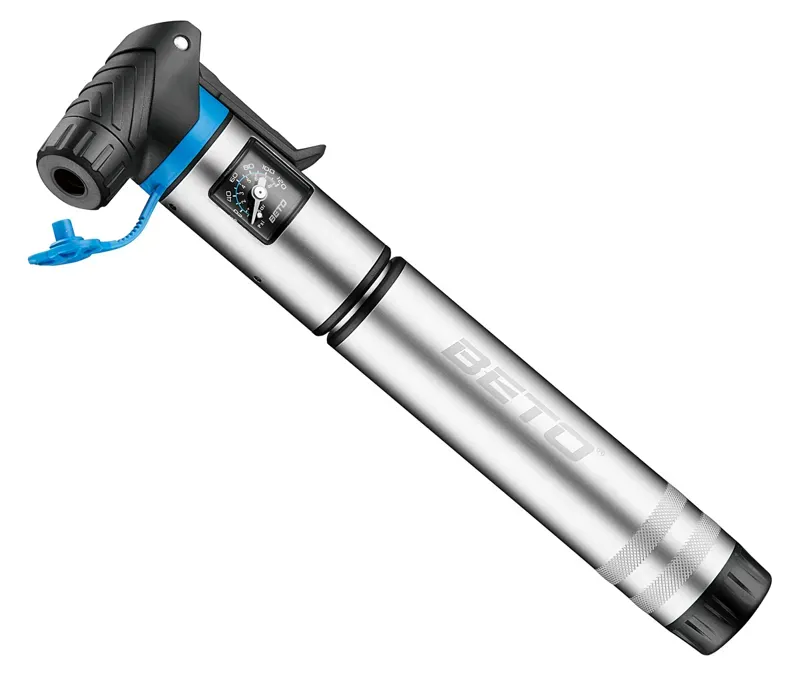 Beto Flux 2-Stage Alloy Mini Pump With Gauge and Bracket in Silver