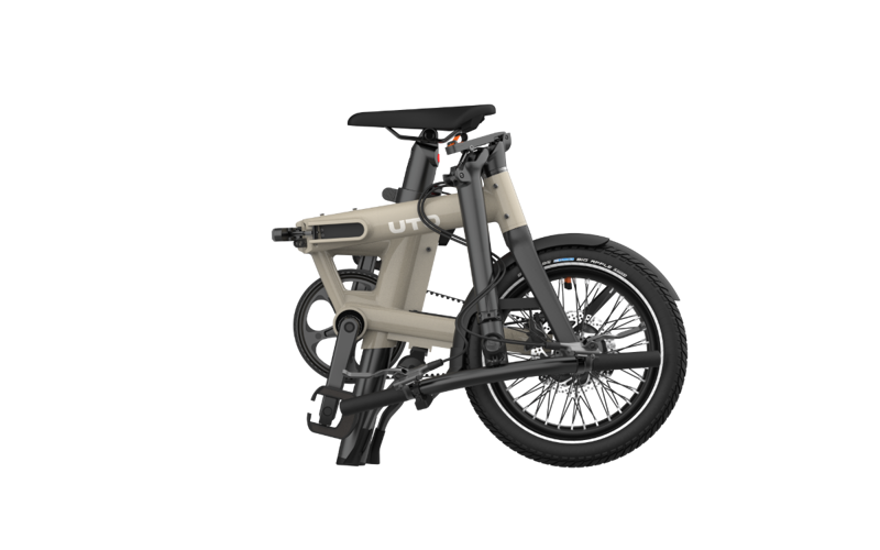 UTO Morning PRO16 Electric Folding Bike With Belt Drive in Taupe-1