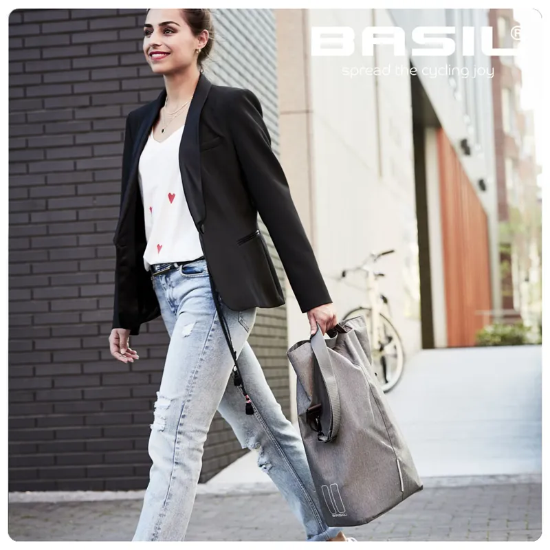 Basil City Shopper 32L Double Bicycle Pannier Bags in Grey-6