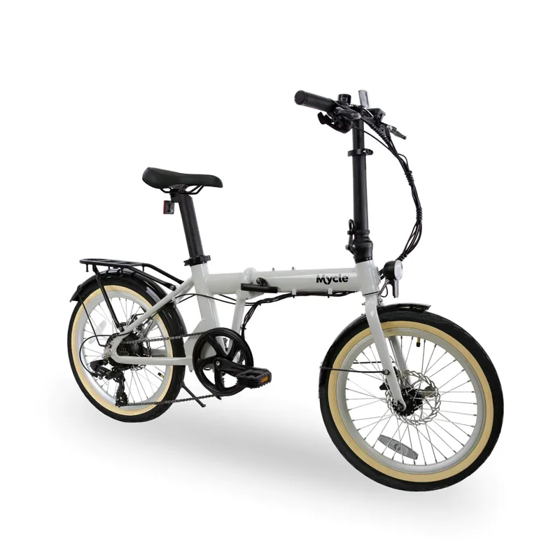 Mycle Compact Folding Electric Bike in White