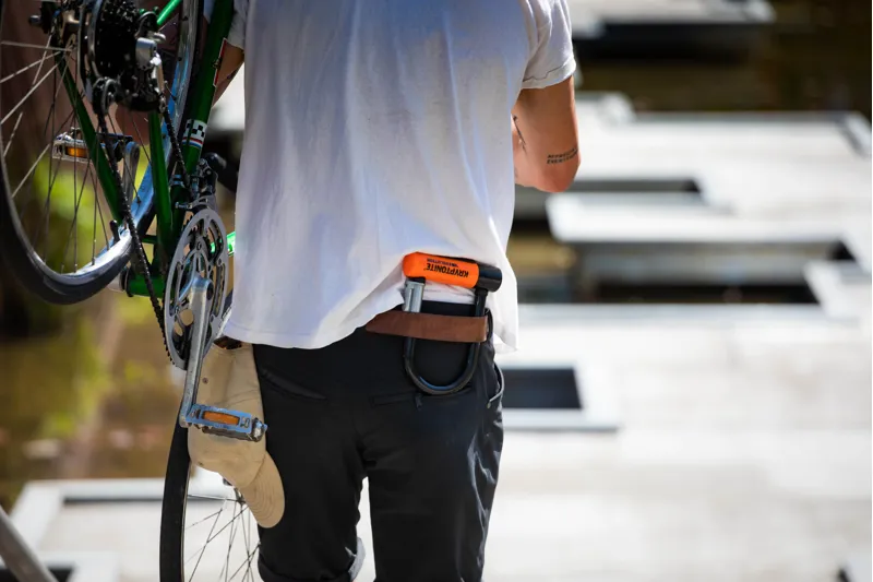 Kryptonite Evolution Mini-5 Sold Secure Gold Lock with Flexbracket in Orange/Black-5