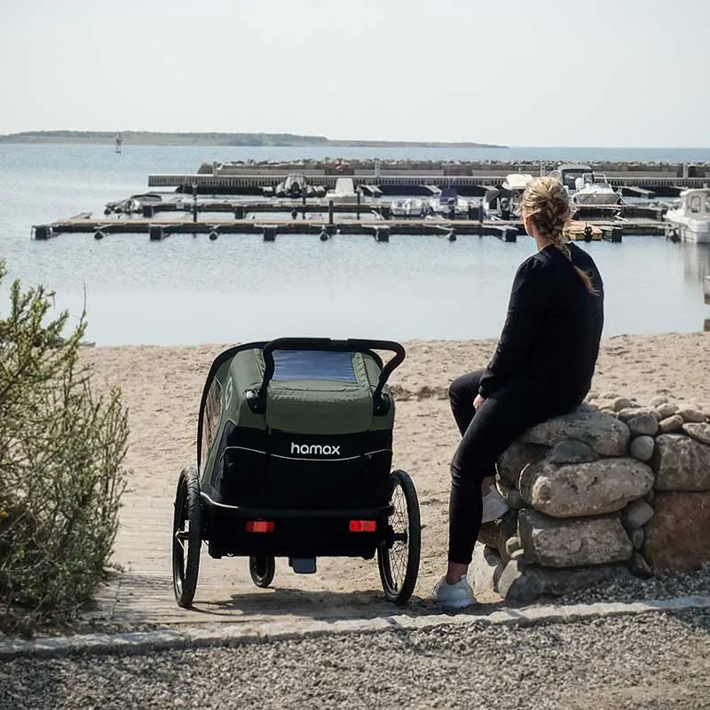 Hamax Outback Single Child Bike Trailer in Green/Black-5