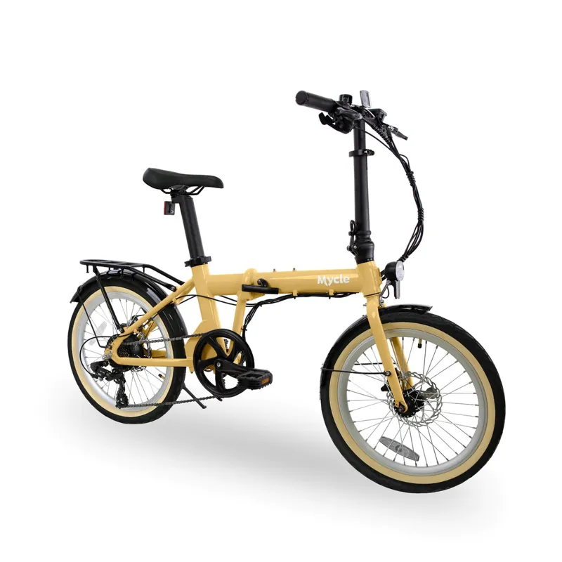 Mycle Compact Folding Electric Bike in Yellow
