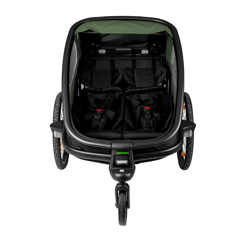 Hamax Outback Child Bike Twin Trailer in Green/Black-2
