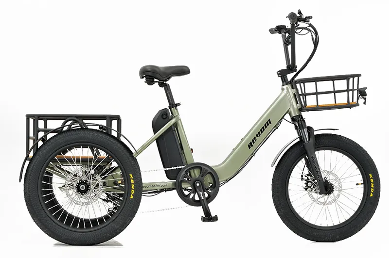 Revom Mover T1 Electric Cargo Tricycle in Olive Green