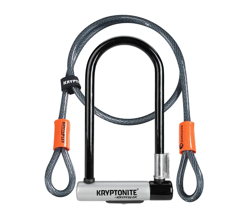 Kryptolok Standard  Sold Secure Gold U-Lock with 4 Feet Kryptoflex Cable in Black