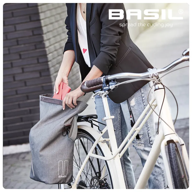 Basil City Shopper 32L Double Bicycle Pannier Bags in Grey-4