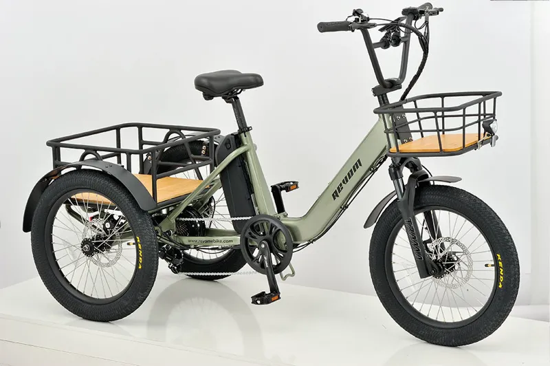 Revom Mover T1 Electric Cargo Tricycle in Olive Green-2