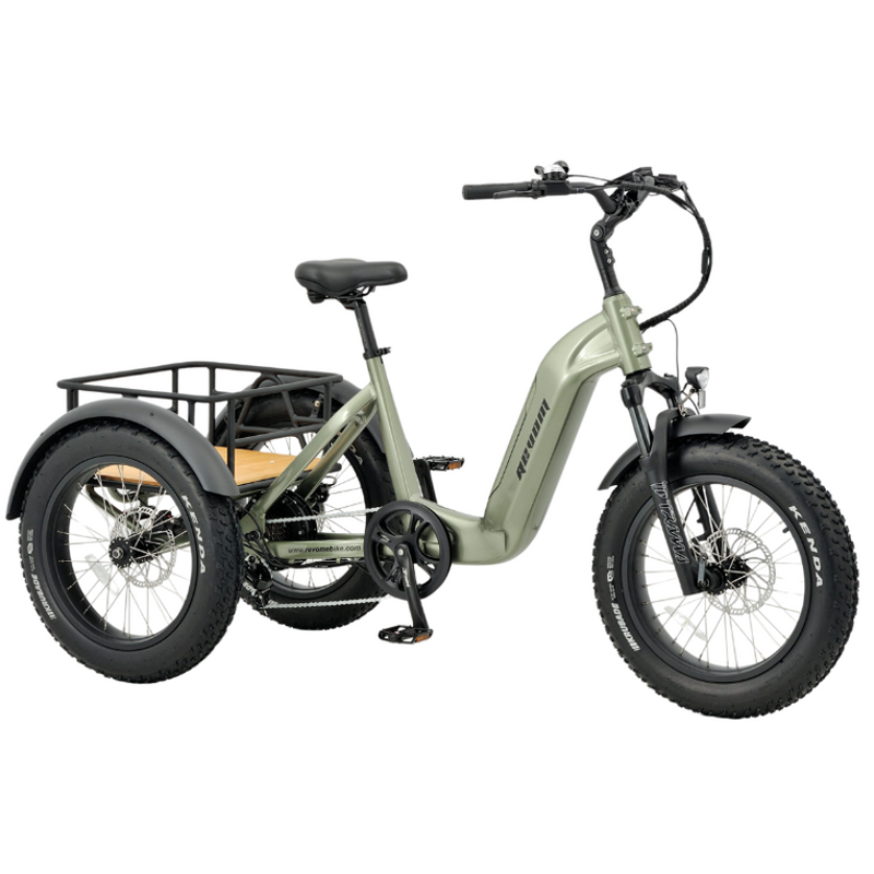 Revom Mover T2 Electric Cargo Bike in Olive Green-1
