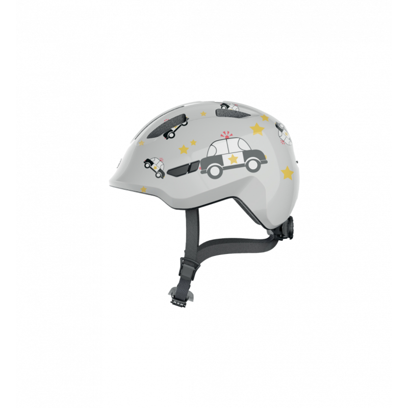New Abus Smiley 3.0 Shiny Junior Helmet in Grey Police Cars-3