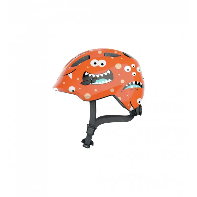 New Abus Smiley 3.0 Shiny Junior Helmet in Orange Wacky Face-1
