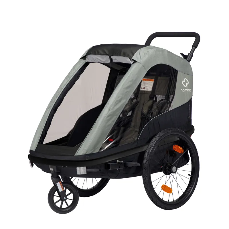 Hamax Avenida Twin Child Bike Trailer in Olive Green