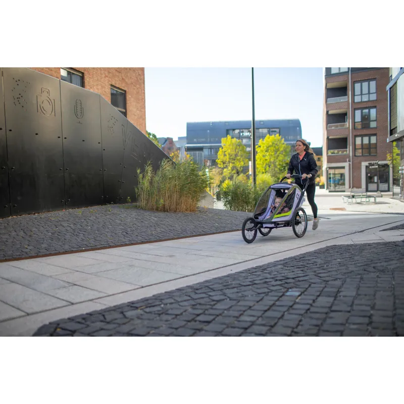 Hamax Breeze Twin Child Bike Trailer in White/ Green-9