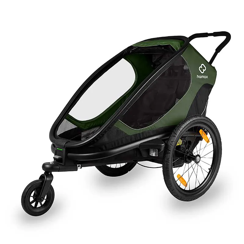 Hamax Outback Single Child Bike Trailer in Green/Black-1