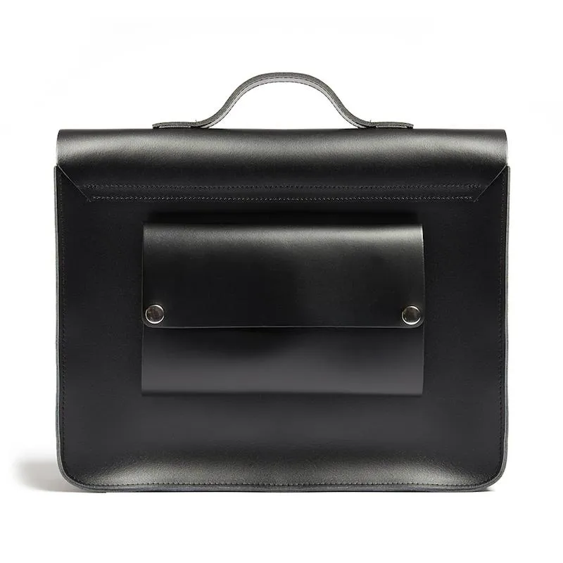 Hill and Ellis Byron Leather Pannier Bag in Black-1