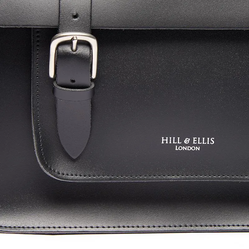 Hill and Ellis Byron Leather Pannier Bag in Black-2