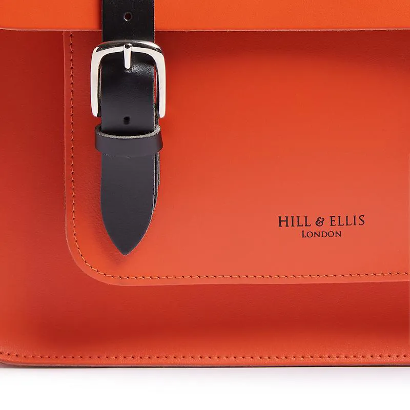 Hill and Ellis Jasper Leather Pannier Bag in Orange/Black-2