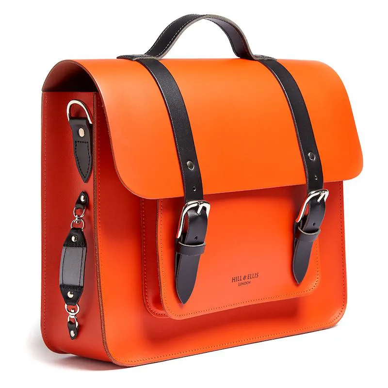 Hill and Ellis Jasper Leather Pannier Bag in Orange/Black-6