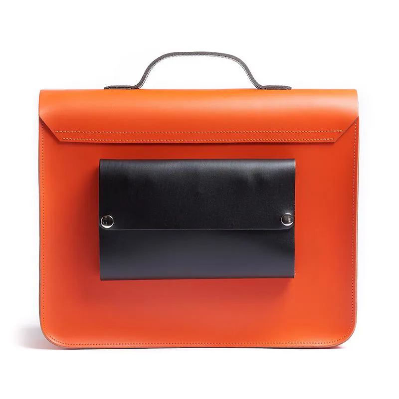 Hill and Ellis Jasper Leather Pannier Bag in Orange/Black-1