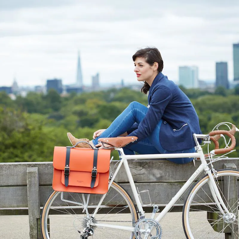 Hill and Ellis Jasper Leather Pannier Bag in Orange/Black-4