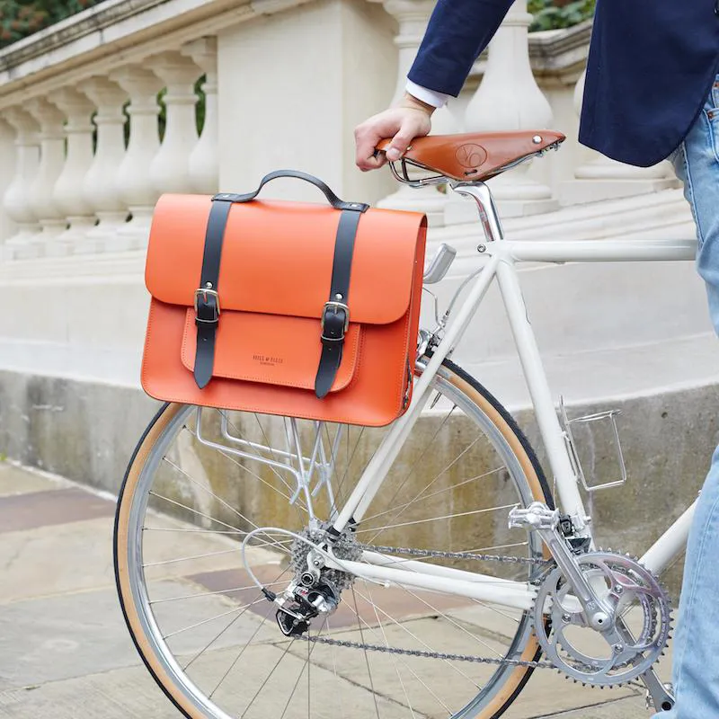 Hill and Ellis Jasper Leather Pannier Bag in Orange/Black-5