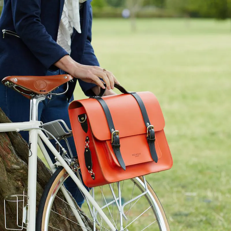 Hill and Ellis Jasper Leather Pannier Bag in Orange/Black-7