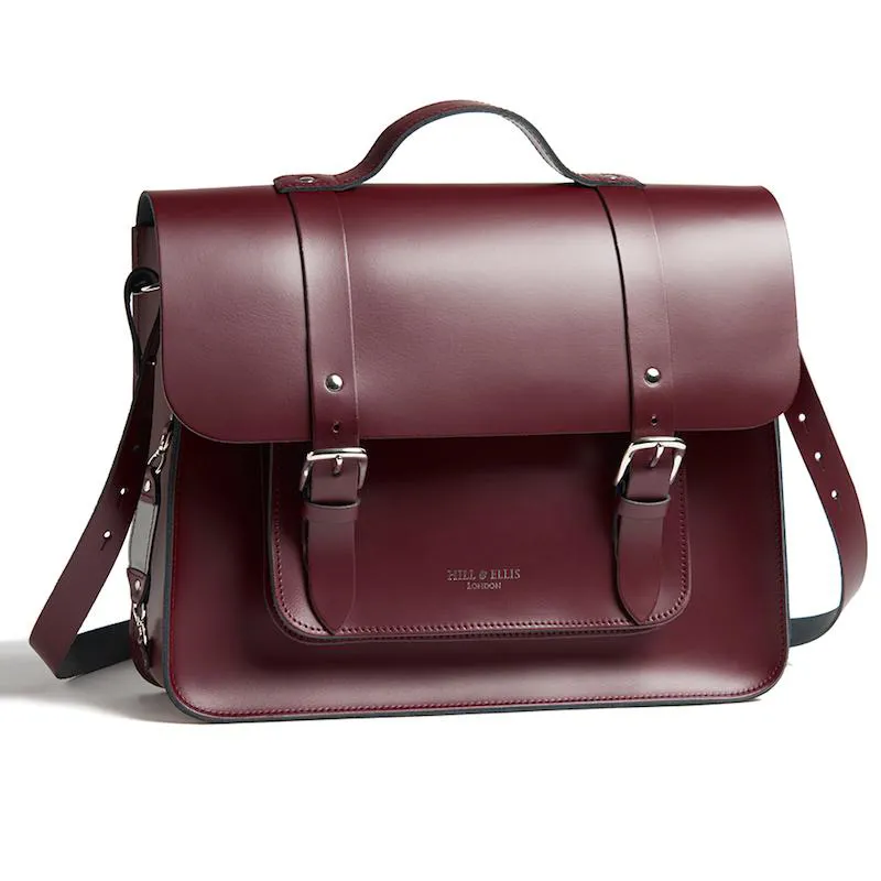 Hill and Ellis 10L Leather Pannier Bag in Oxblood Red-2