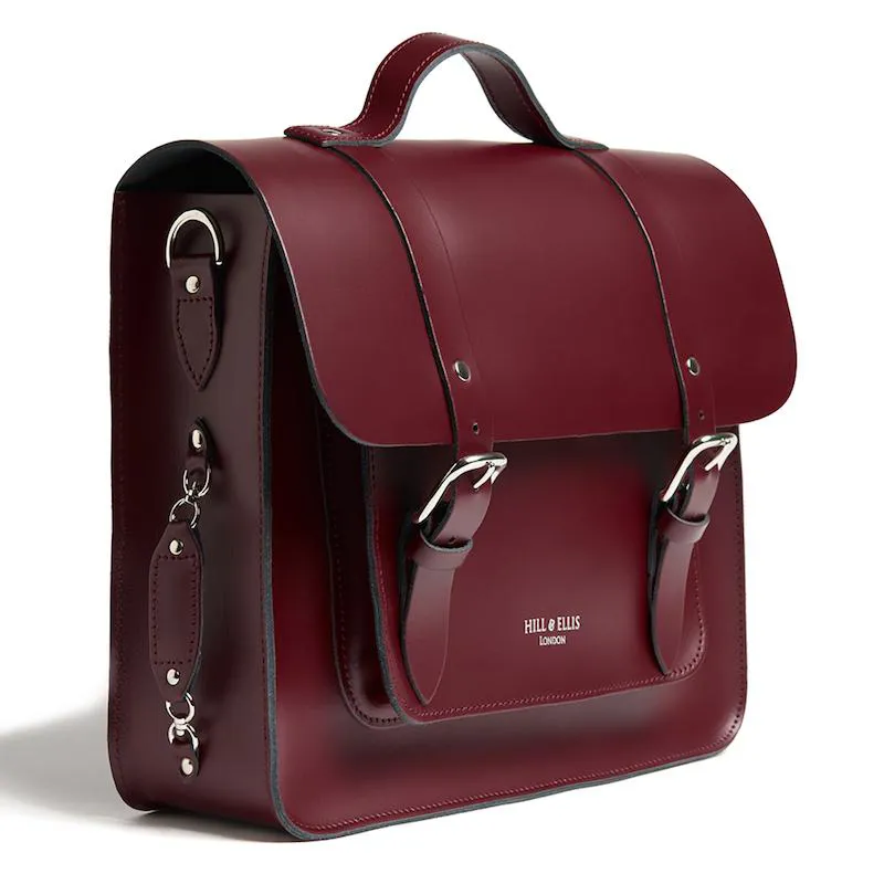 Hill and Ellis 10L Leather Pannier Bag in Oxblood Red-4