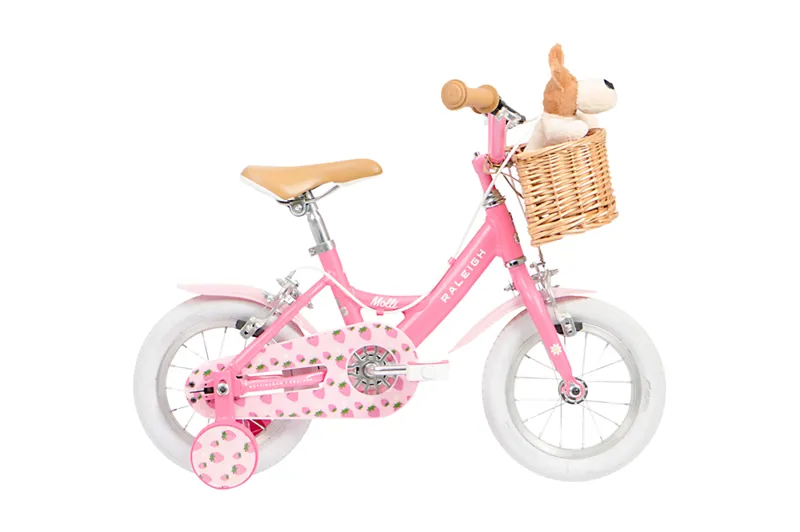 Raleigh Molli 12 Inch Junior Bike - Pink with cuddly dog