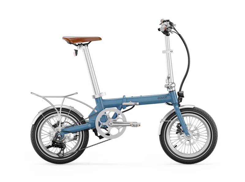Eovolt Morning 16 inch Folding Vintage Style Electric Bike in Satin Blue