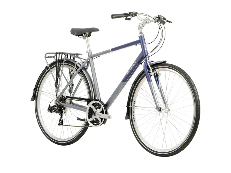Raleigh Pioneer Tour Crossbar Hybrid Bike in Silver-8