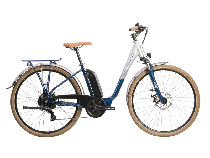 Raleigh Array Low Step Electric Hybrid Bike in Blue