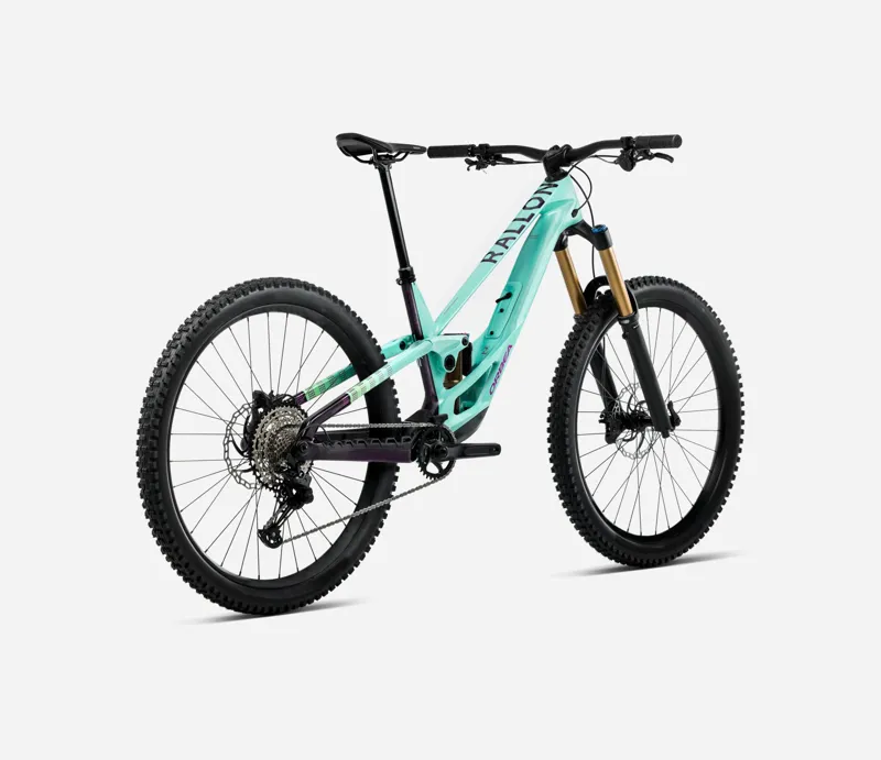 NEW - Orbea Rallon E- Team Mountain Bike in Aloha Green - Fantasy Purple Carbon View-1