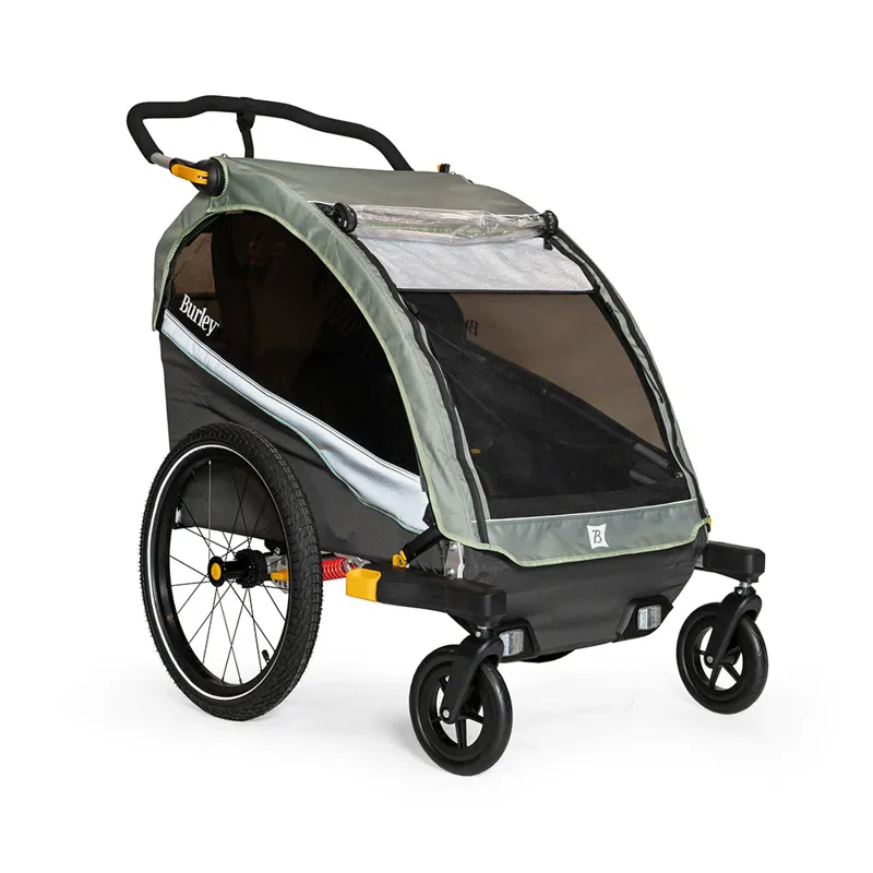 Burley DLite X Bike Double Trailer / Stroller in Green-1