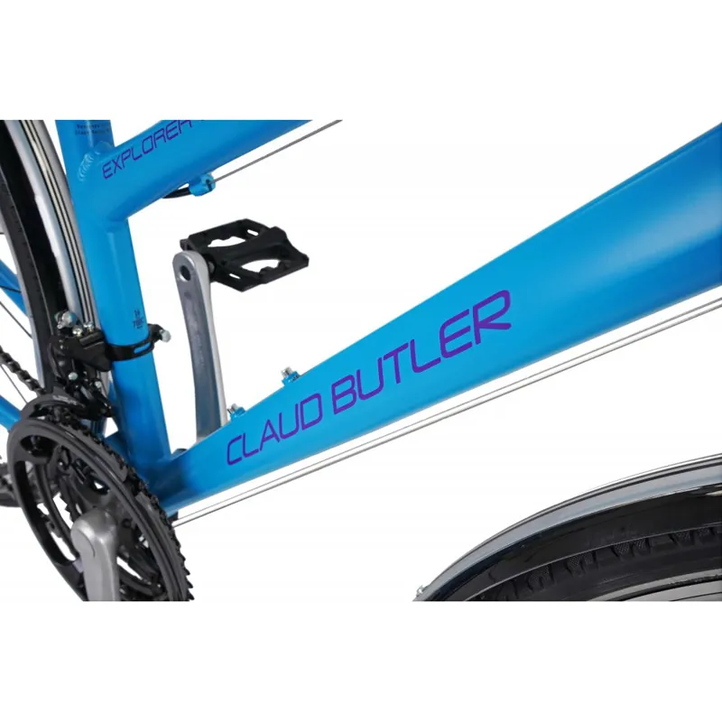 Claud Butler Explorer 1.0 EQ Low Step Hybrid Bike in Blue-7