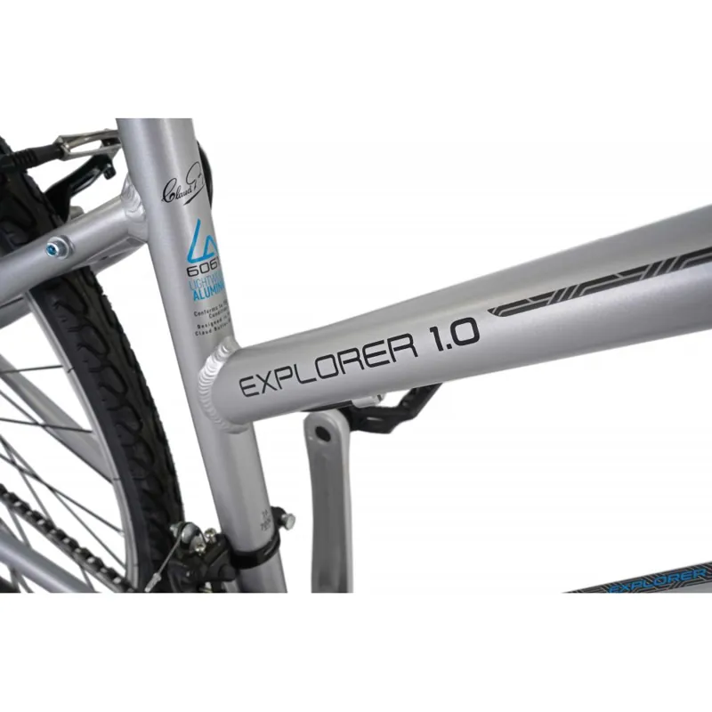 Claud Butler Explorer 1.0 Low Step Hybrid Bike in Silver-4