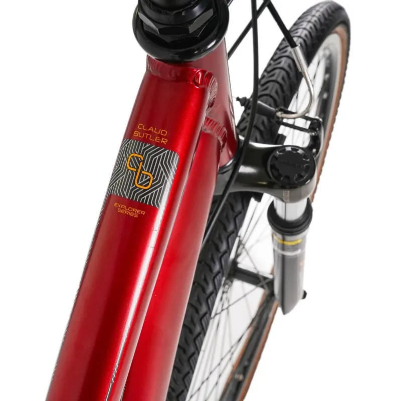 Claud Butler Explorer 2.0 Low Step Hybrid Bike in Red-4