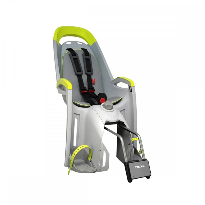 Hamax Amaze Rear Child Seat in Light Grey/Lime Frame Mounted