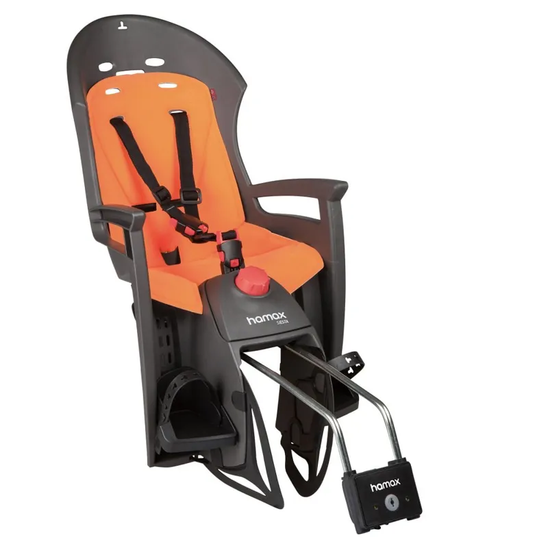 Hamax Siesta Rear Child Seat in Grey/Orange Frame Mounted