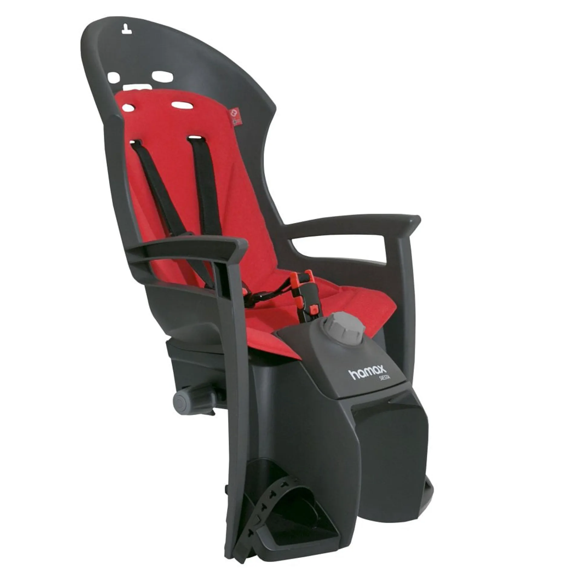 Hamax Siesta Rear Childseat in Grey/Red Rack Mounted